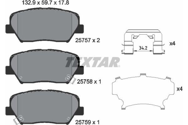 Textar Σετ τακάκια, Δισκόφρενα - 2575701