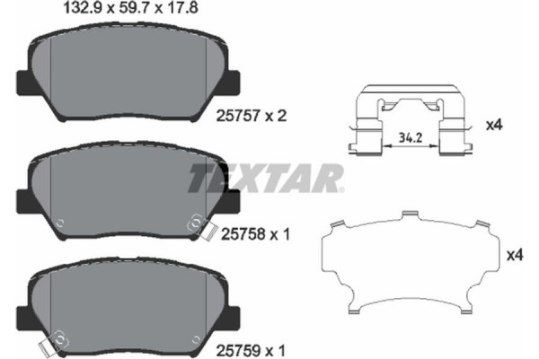 Textar Σετ τακάκια, Δισκόφρενα - 2575701