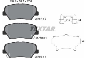 Textar Σετ τακάκια, Δισκόφρενα - 2575703