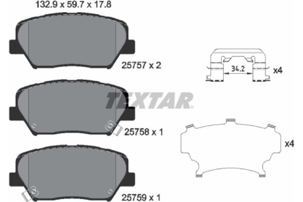 Textar Σετ τακάκια, Δισκόφρενα - 2575703