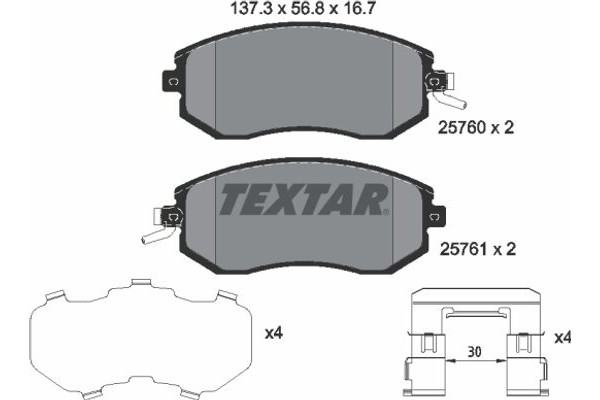 Textar Σετ τακάκια, Δισκόφρενα - 2576001