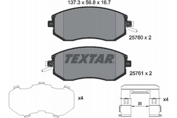 Textar Σετ τακάκια, Δισκόφρενα - 2576001