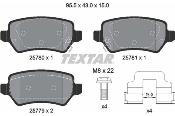 Textar Σετ τακάκια, Δισκόφρενα - 2578001