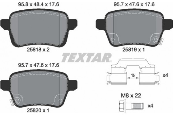 Textar Σετ τακάκια, Δισκόφρενα - 2581802