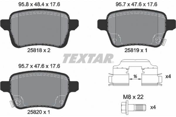 Textar Σετ τακάκια, Δισκόφρενα - 2581802