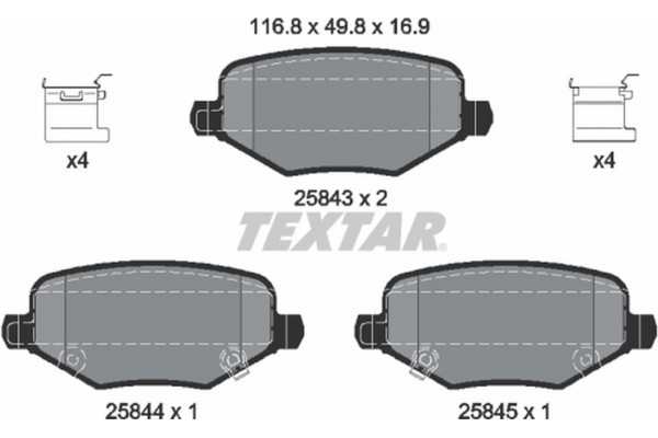 Textar Σετ τακάκια, Δισκόφρενα - 2584301