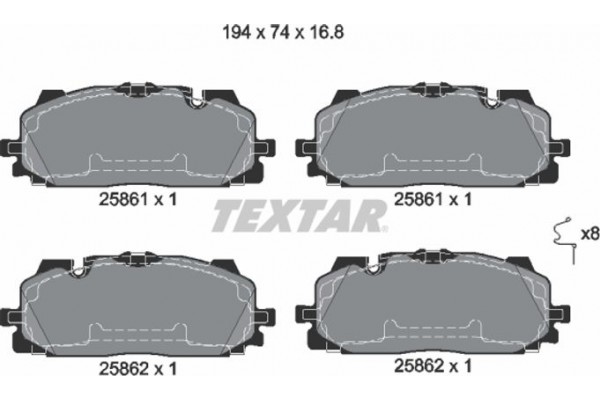 Textar Σετ τακάκια, Δισκόφρενα - 2586101