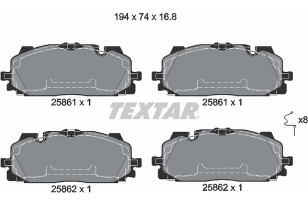 Textar Σετ τακάκια, Δισκόφρενα - 2586101