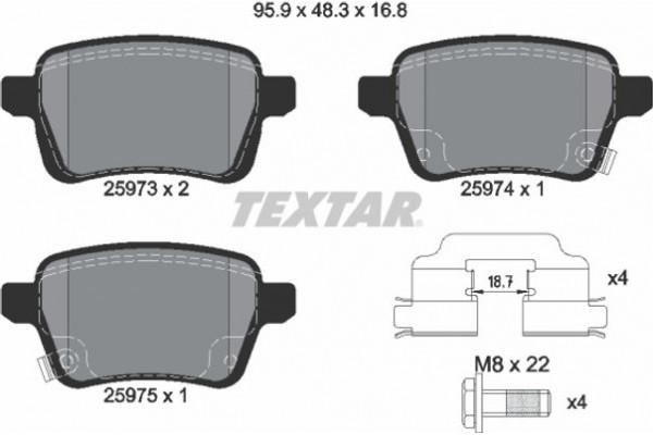 Textar Σετ τακάκια, Δισκόφρενα - 2597301