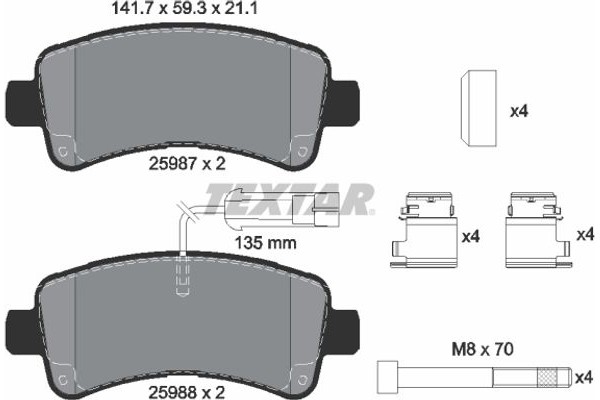 Textar Σετ τακάκια, Δισκόφρενα - 2598701