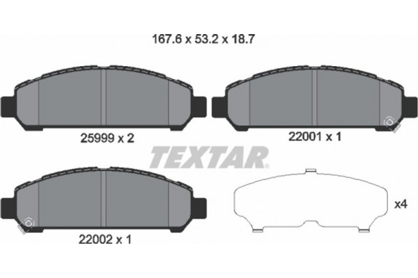 Textar Σετ τακάκια, Δισκόφρενα - 2599901