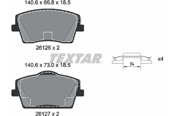 Textar Σετ τακάκια, Δισκόφρενα - 2612601