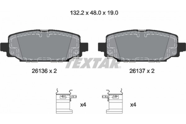 Textar Σετ τακάκια, Δισκόφρενα - 2613601