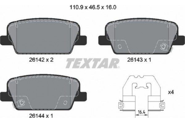 Textar Σετ τακάκια, Δισκόφρενα - 2614201