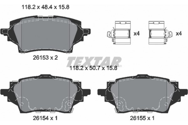 Textar Σετ τακάκια, Δισκόφρενα - 2615301