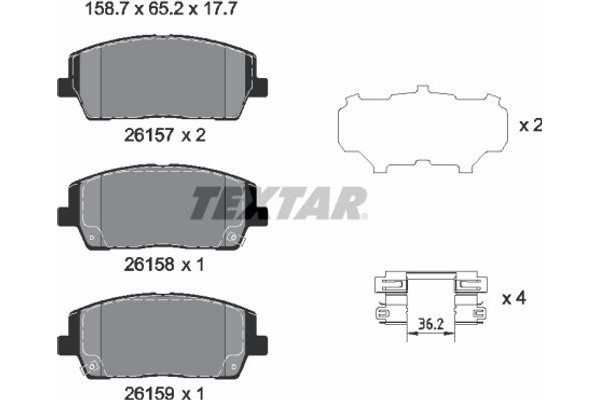 Textar Σετ τακάκια, Δισκόφρενα - 2615701