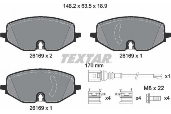 Textar Σετ τακάκια, Δισκόφρενα - 2616901