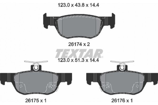 Textar Σετ τακάκια, Δισκόφρενα - 2617401