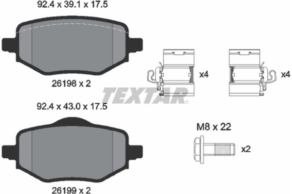Textar Σετ τακάκια, Δισκόφρενα - 2619801