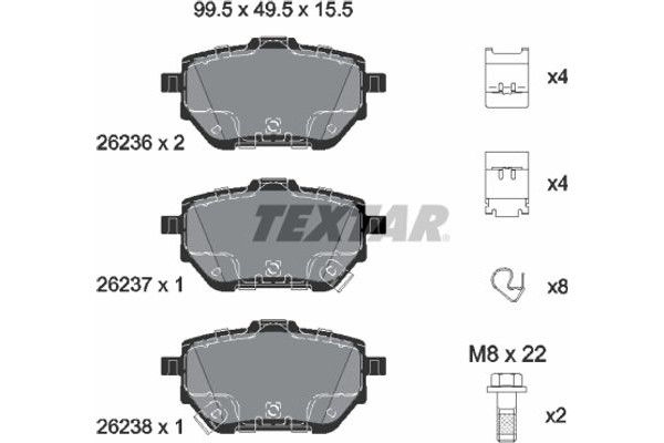 Textar Σετ τακάκια, Δισκόφρενα - 2623601