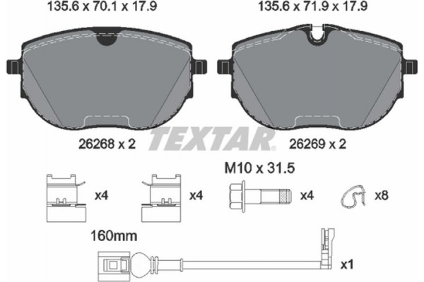 Textar Σετ τακάκια, Δισκόφρενα - 2626801