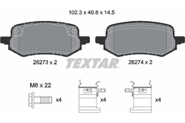 Textar Σετ τακάκια, Δισκόφρενα - 2627301
