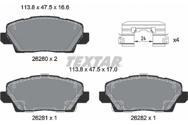 Textar Σετ τακάκια, Δισκόφρενα - 2628001