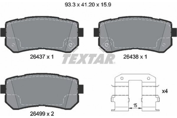 Textar Σετ τακάκια, Δισκόφρενα - 2643701