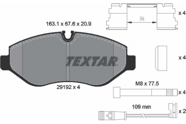 Textar Σετ τακάκια, Δισκόφρενα - 2919202