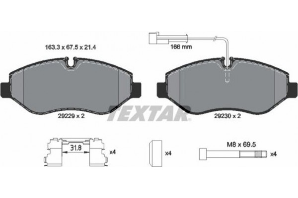 Textar Σετ τακάκια, Δισκόφρενα - 2922902