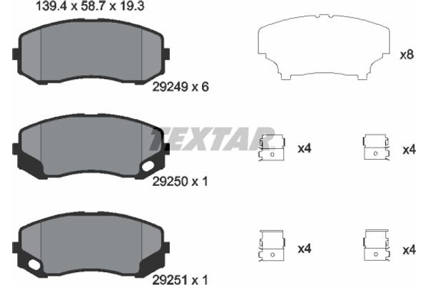 Textar Σετ τακάκια, Δισκόφρενα - 2924901