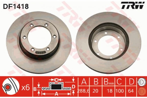 Trw Δισκόπλακα - DF1418 Trw Δισκόπλακα - DF1418