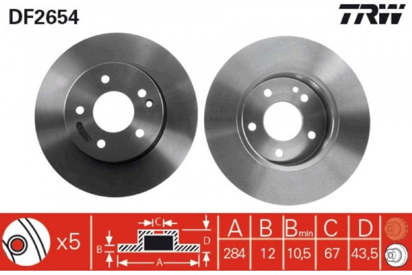 Trw Δισκόπλακα - DF2654 Trw Δισκόπλακα - DF2654
