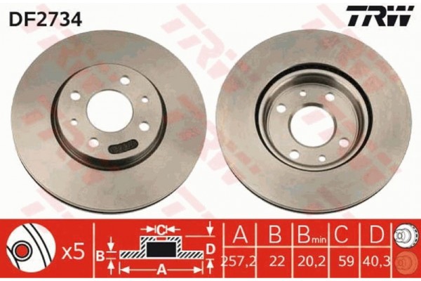 Trw Δισκόπλακα - DF2734 Trw Δισκόπλακα - DF2734