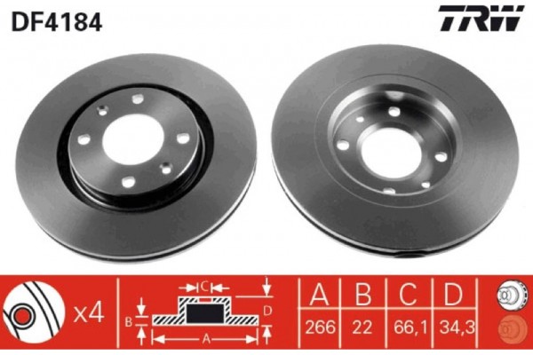 Trw Δισκόπλακα - DF4184 Trw Δισκόπλακα - DF4184