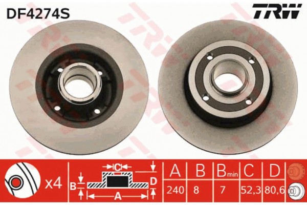 Trw Δισκόπλακα - DF4274S Trw Δισκόπλακα - DF4274S