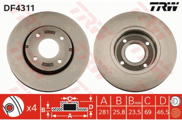Trw Δισκόπλακα - DF4311 Trw Δισκόπλακα - DF4311