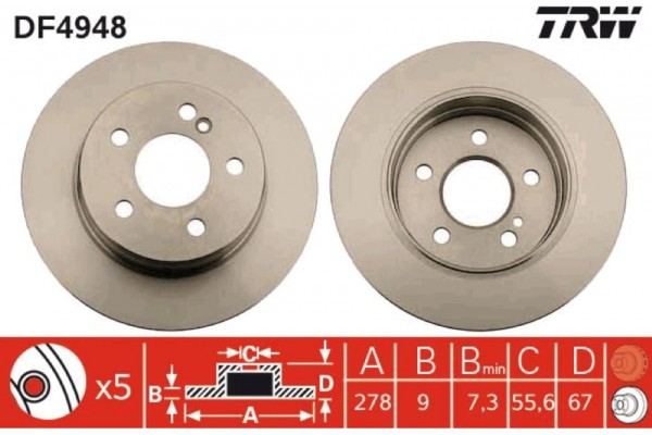 Trw Δισκόπλακα - DF4948 Trw Δισκόπλακα - DF4948