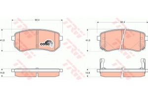 Trw Σετ τακάκια, Δισκόφρενα - GDB3370