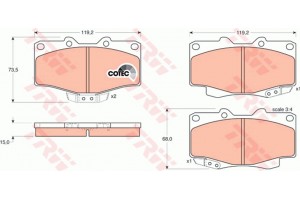 Trw Σετ τακάκια, Δισκόφρενα - GDB797