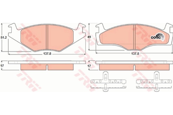 Trw Σετ τακάκια, Δισκόφρενα - GDB1219 Trw Σετ τακάκια, Δισκόφρενα - GDB1219