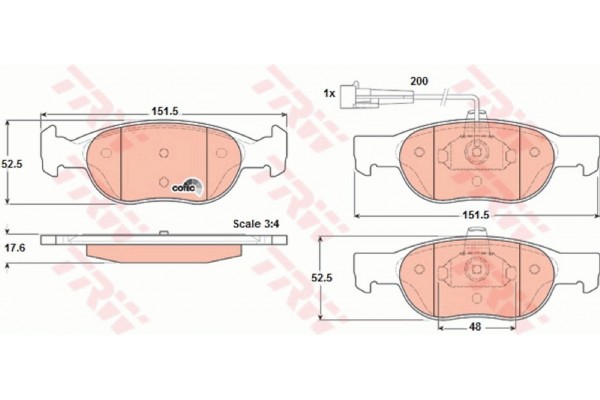 Trw Σετ τακάκια, Δισκόφρενα - GDB1291 Trw Σετ τακάκια, Δισκόφρενα - GDB1291
