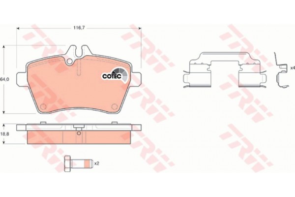 Trw Σετ τακάκια, Δισκόφρενα - GDB1630 Trw Σετ τακάκια, Δισκόφρενα - GDB1630