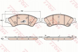 Trw Σετ τακάκια, Δισκόφρενα - GDB2005