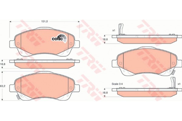 Trw Σετ τακάκια, Δισκόφρενα - GDB3336 Trw Σετ τακάκια, Δισκόφρενα - GDB3336