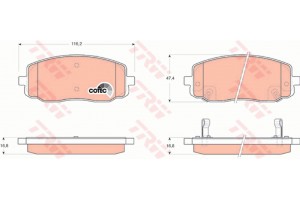 Trw Σετ τακάκια, Δισκόφρενα - GDB3369