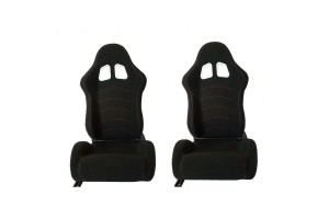 Καθίσματα Bucket Apollo Sport Ύφασμα Μαύρο Με Κόκκινες Ραφές Ζευγάρι 2 Τεμαχίων