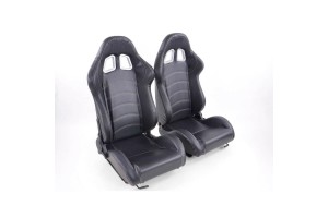 Καθίσματα Bucket Apollo Sport Δερματίνη Μαύρο Με Άσπρες Ραφές Ζευγάρι 2 Τεμαχίων