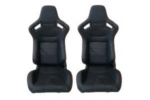 Καθίσματα Bucke R8 Stylet Δερματίνη Μαύρο Με Κόκκινες Ραφές Ζευγάρι 2 Τεμαχίων