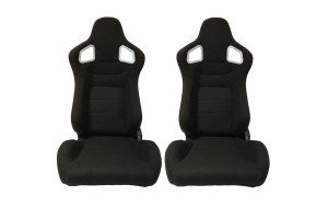 Καθίσματα Bucket Rs Style Ύφασμα Μαύρο Με Κόκκινες Ραφές Ζευγάρι 2 Τεμαχίων